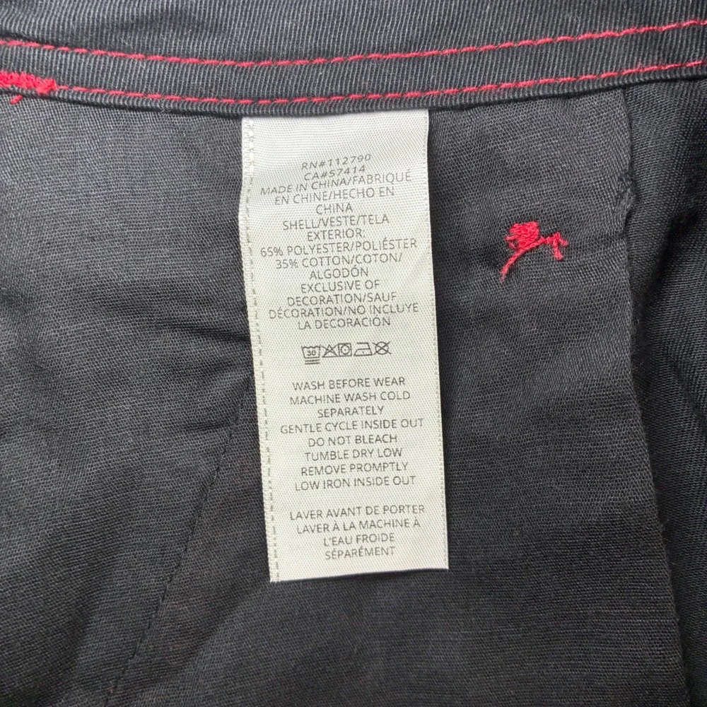 True Religion Baggy Cargo Pants Men 36x32 Black Red Straight Contrast Stitch NWT